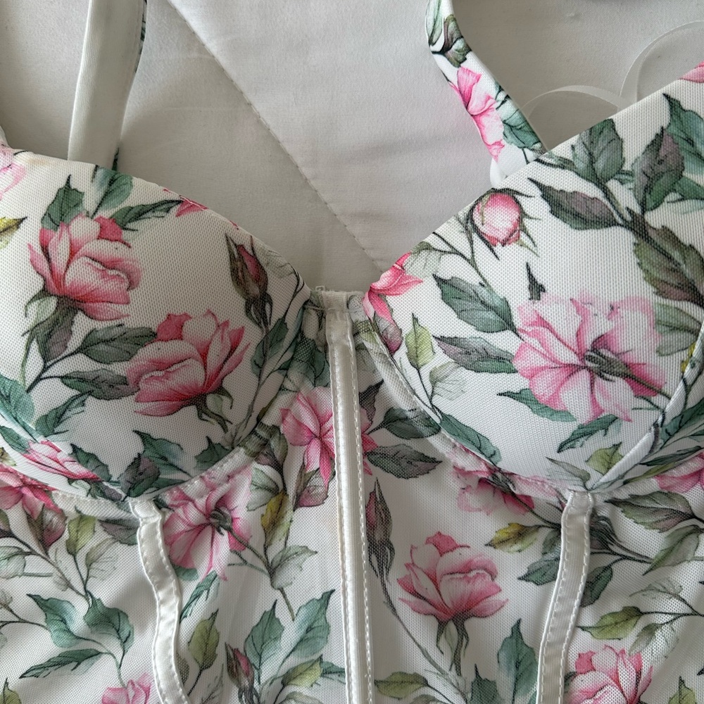 Windsor Floral Bustier Top - Pink and Green